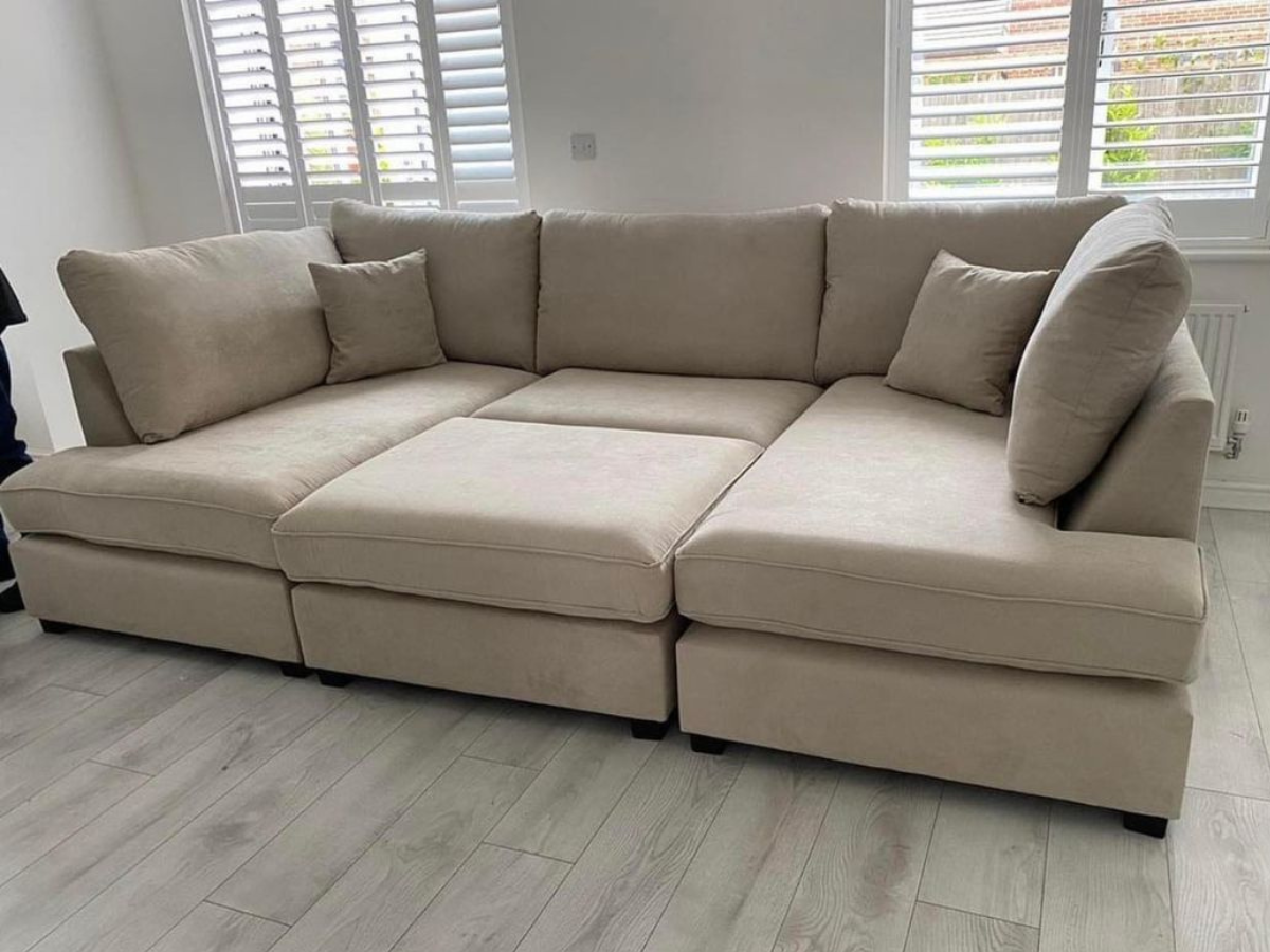 Savoy Full Back Small U Shape Corner Cream + Footstool