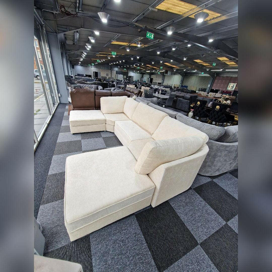 BISHOP U SHAPE SOFA HIGH BACK IN BLACK AND CREAM COLOUR