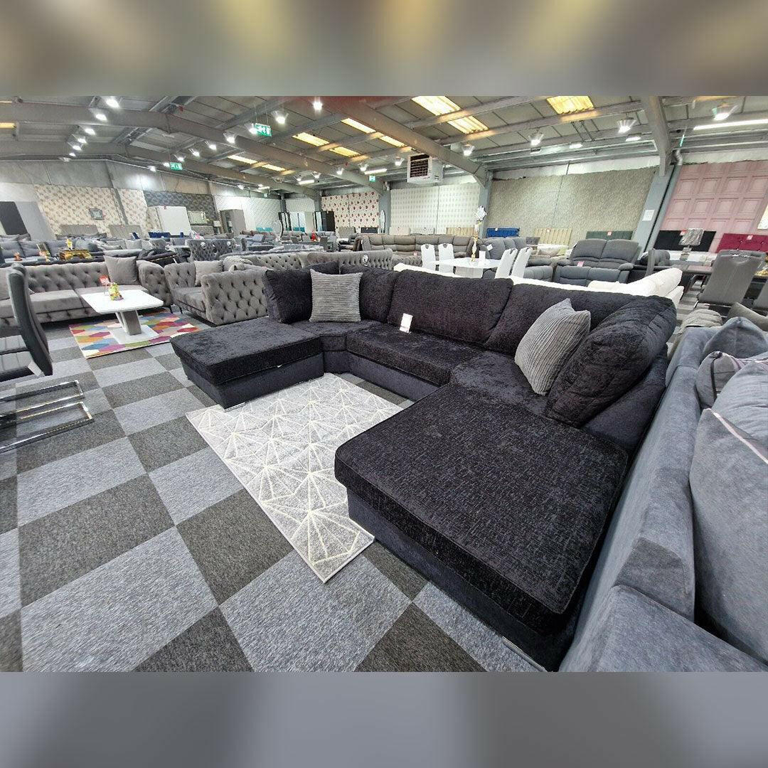 BISHOP U SHAPE SOFA HIGH BACK IN BLACK AND CREAM COLOUR