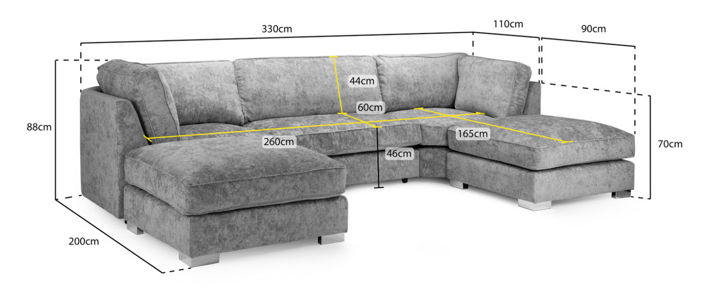 The Bishop Luxe U-Shape Sofa — Comes with 2 Giant Removable Stools!