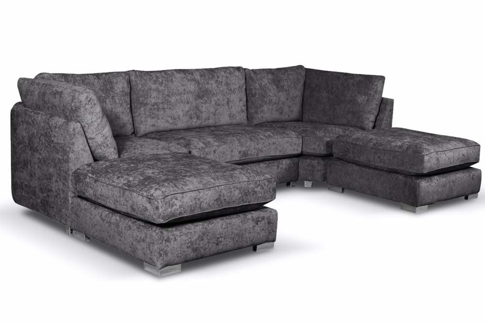 BISHOP U SHAPE SOFT CHENILLE FULL BACK LARGE SOFA