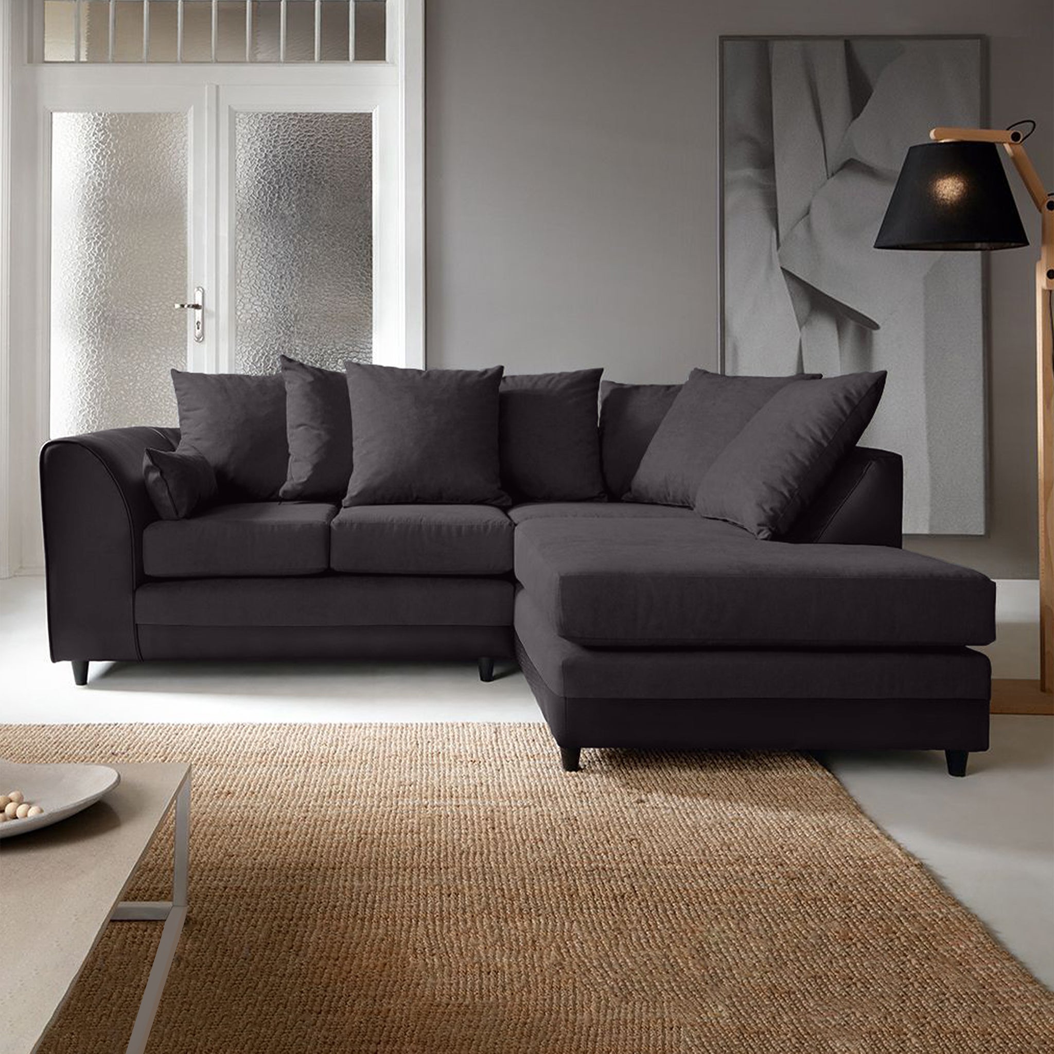 DYLAN PLUSH VELVET 4 SEATER SINGLE ARM CORNER SOFA