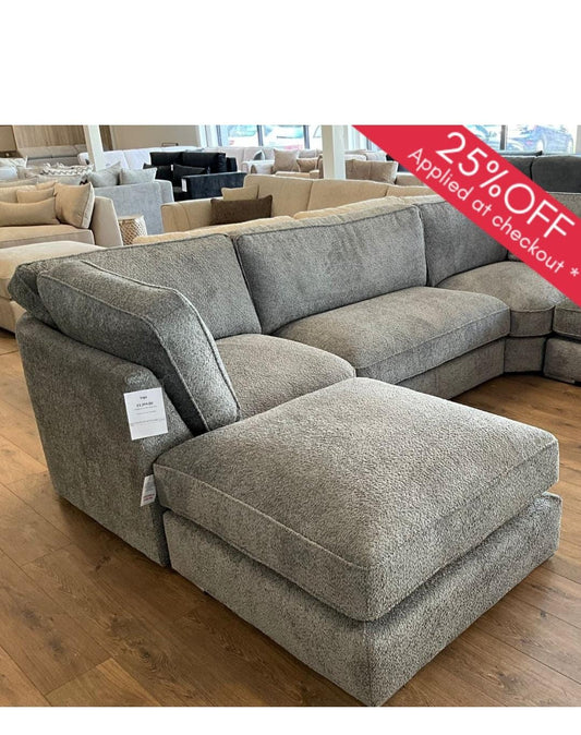 U-SHAPE BOUCLE FABRIC SOFA GREY & CREAM