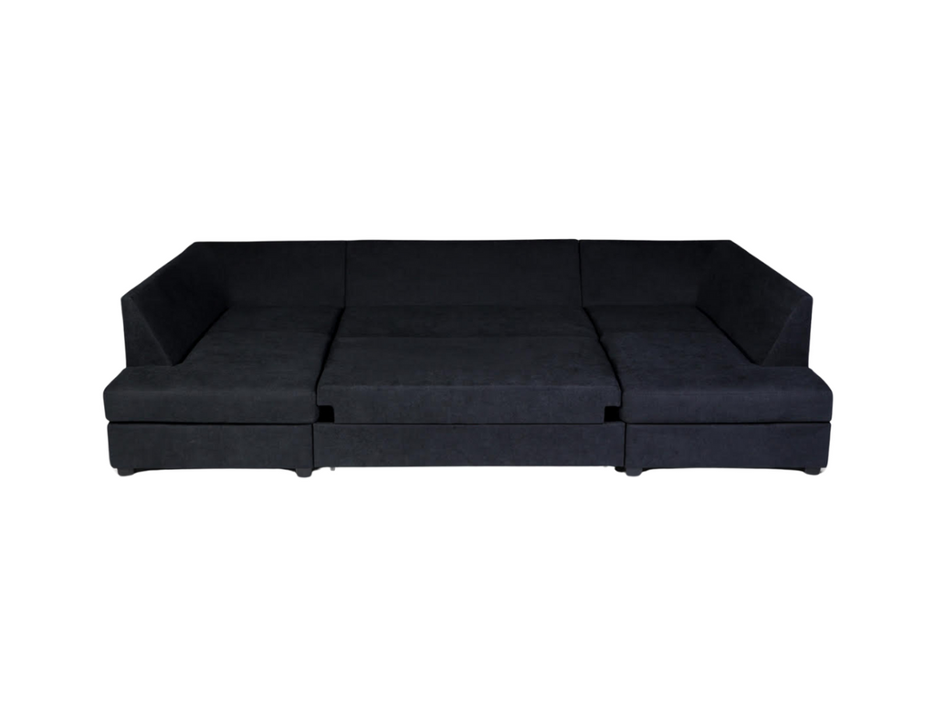 Deluxe Black U Shape Sofa Bed With Storage Kensington Fabric