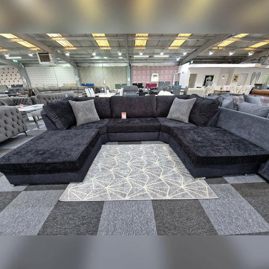 BISHOP U SHAPE SOFA HIGH BACK IN BLACK AND CREAM COLOUR