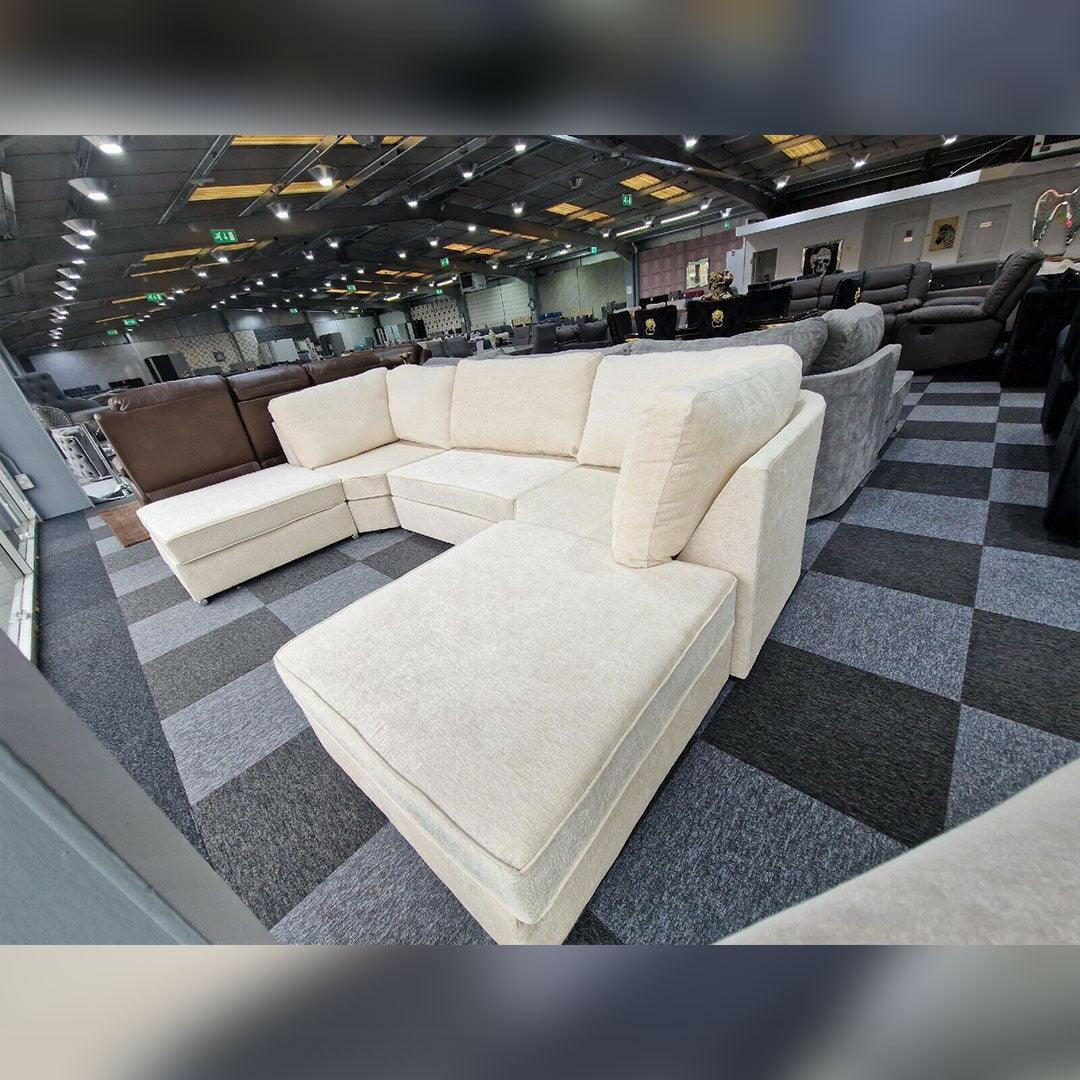 BISHOP U SHAPE SOFA HIGH BACK IN BLACK AND CREAM COLOUR