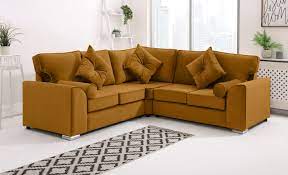 PLUSH VELVET LARGE CORNER SOFA WITH DUAL ARMREST