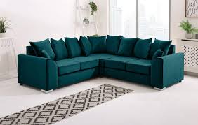 PLUSH VELVET LARGE CORNER SOFA WITH DUAL ARMREST